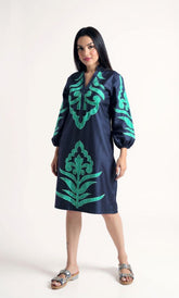 Appliqué work cotton dress